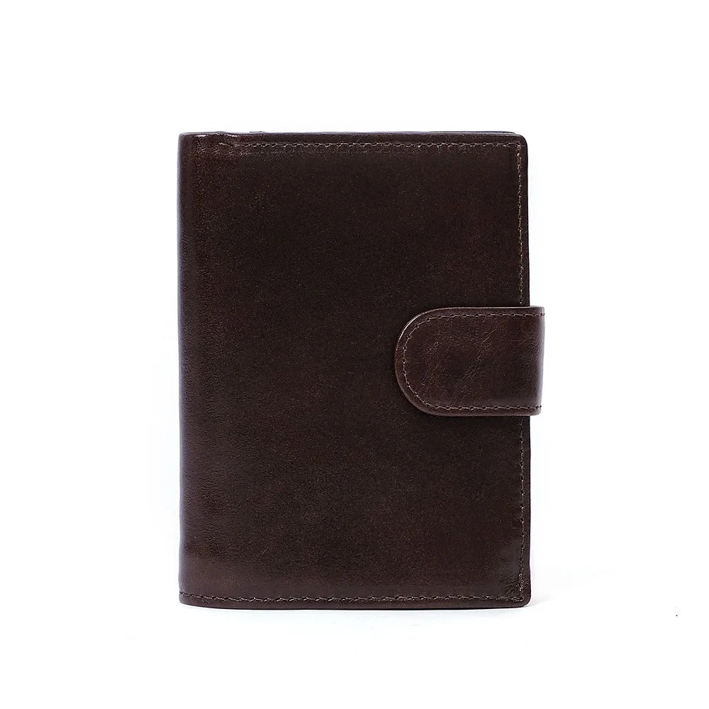 Crazy Horse Leather RFID Wallet - Business Card Holder with Coin Purse