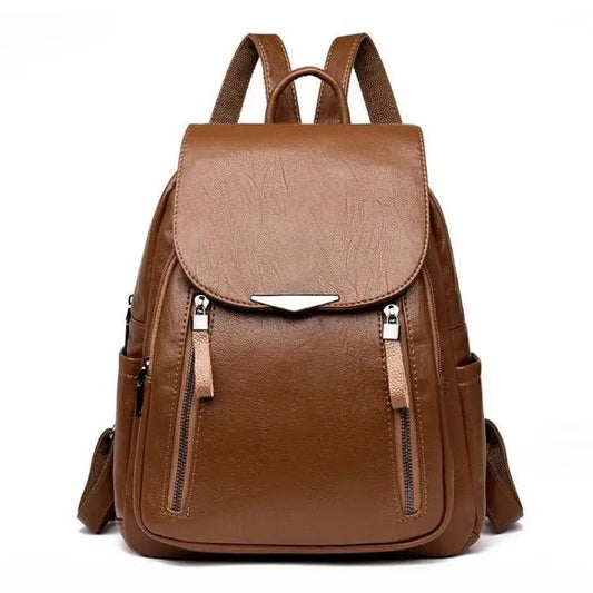 Yogodlns Luxury Backpack For Women - Soft PU Leather Travel School Bag with Double Zipper