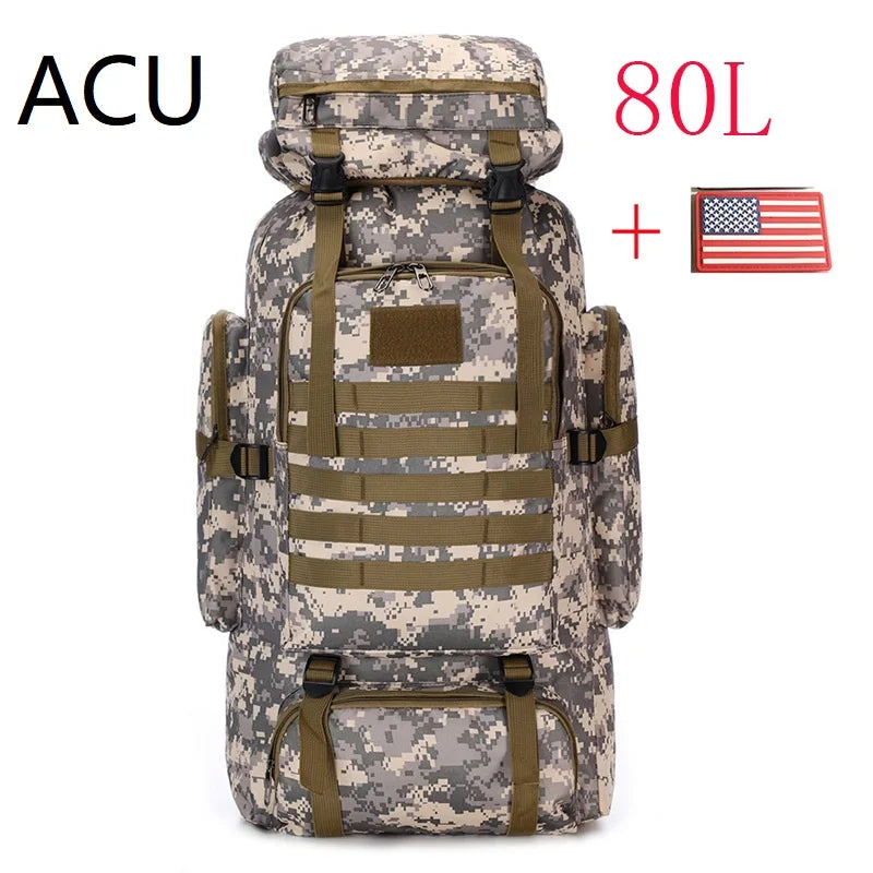 80L/100L Mountaineering Tactical Backpack - Large Climbing Bag for Hiking & Camping