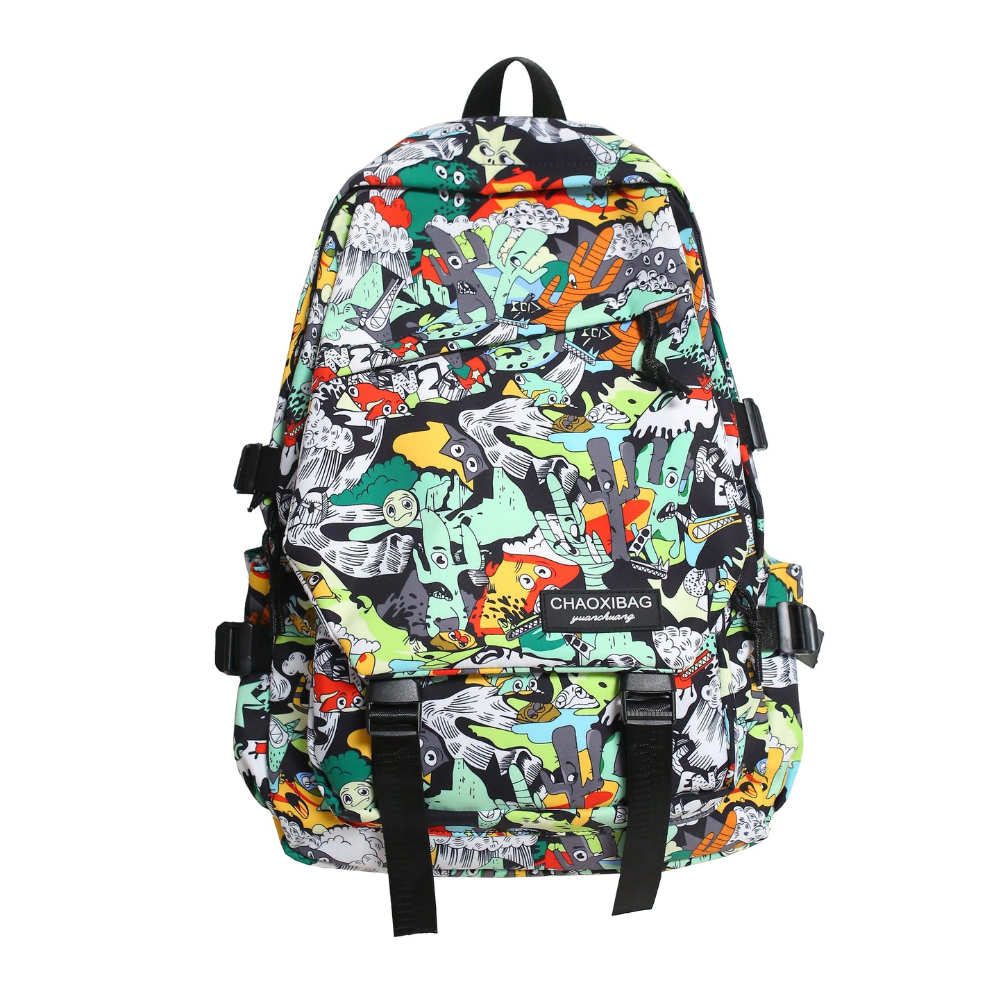 Harajuku Graffiti Print Backpack - Fashion Nylon Laptop School Bag for Students