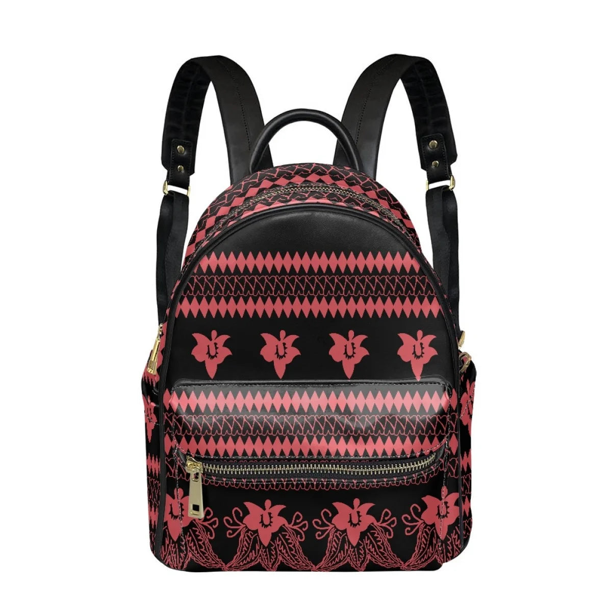 Fashion Floral Print PU Leather Backpack - Stylish Bag for Women and Teenage Girls