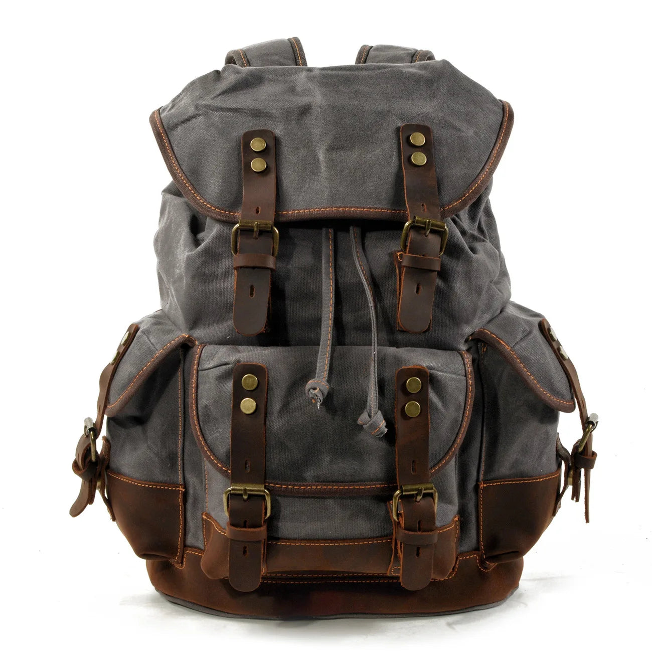 Outdoor Canvas Leather Backpack - Large Capacity Travel and Climbing Bag for Men