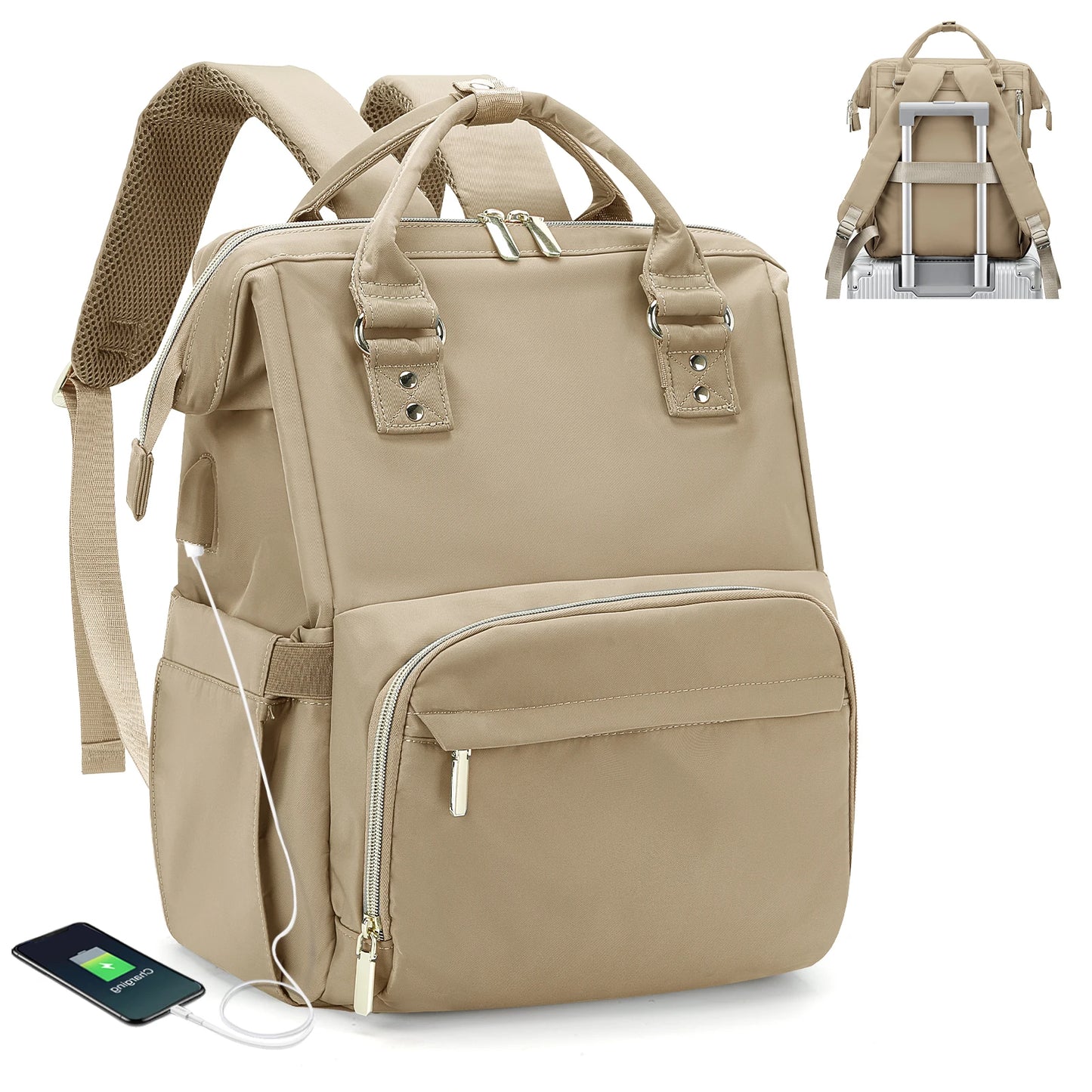 Water Resistant Laptop Backpack for Women - Stylish Business Travel Bag with USB Port