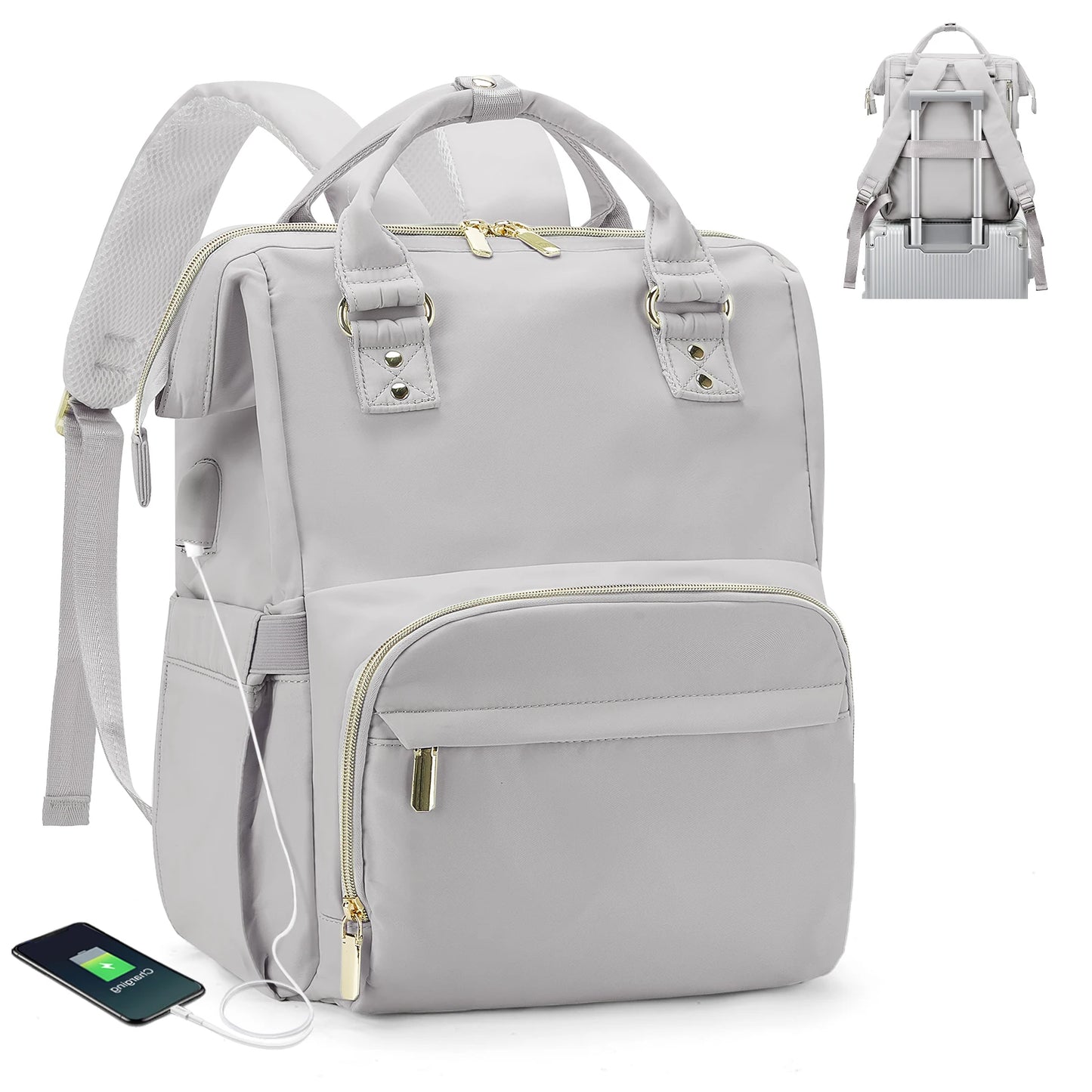Water Resistant Laptop Backpack for Women - Stylish Business Travel Bag with USB Port