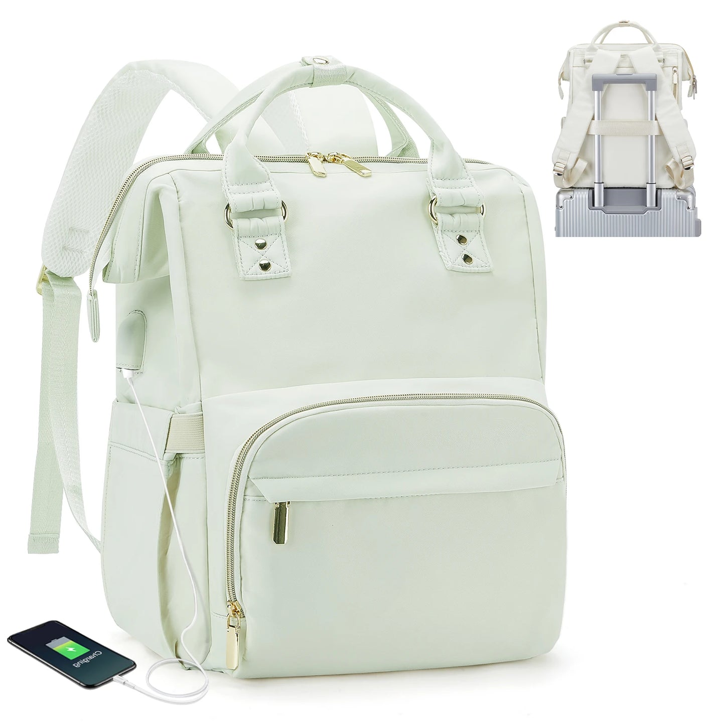 Water Resistant Laptop Backpack for Women - Stylish Business Travel Bag with USB Port