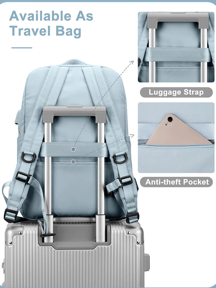 15.6 Inch Laptop Backpack for Women - College Work Travel Business Bag with USB Port