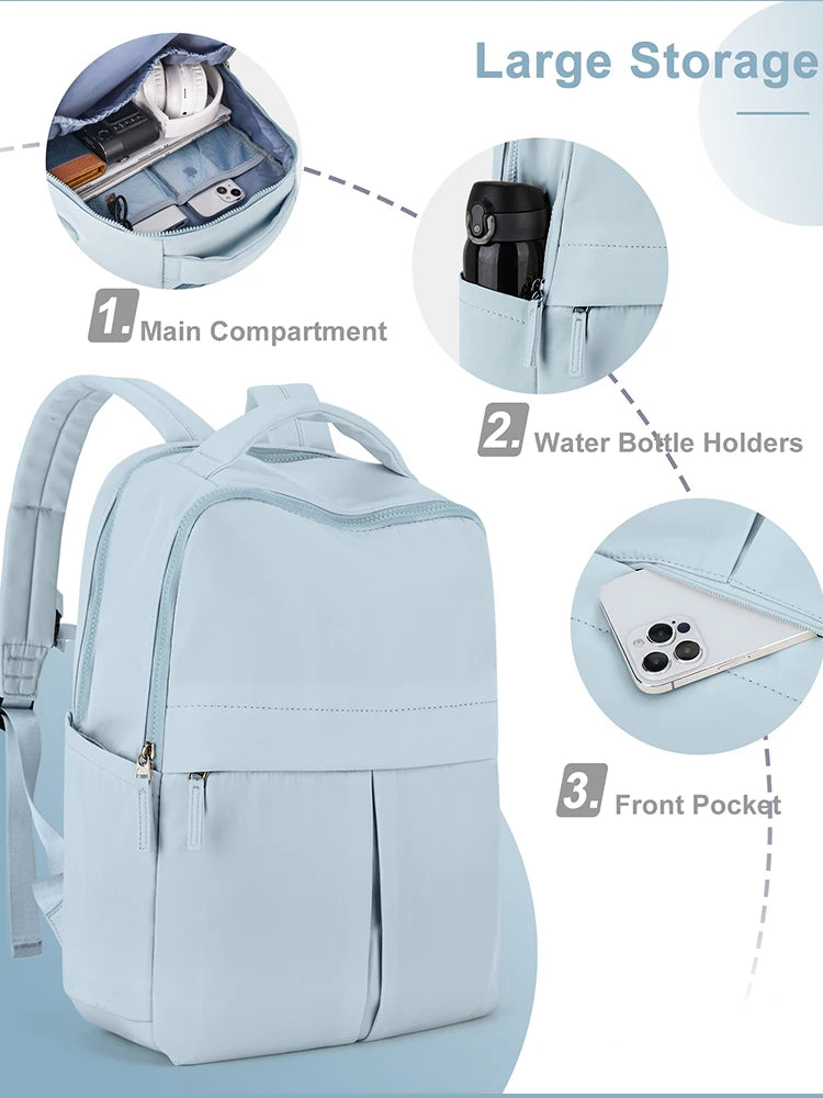 15.6 Inch Laptop Backpack for Women - College Work Travel Business Bag with USB Port