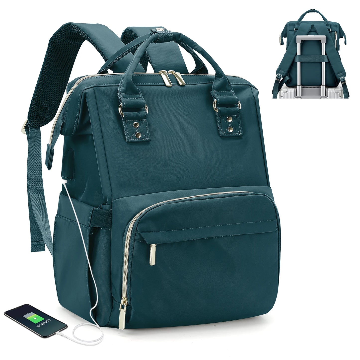 Water Resistant Laptop Backpack for Women - Stylish Business Travel Bag with USB Port