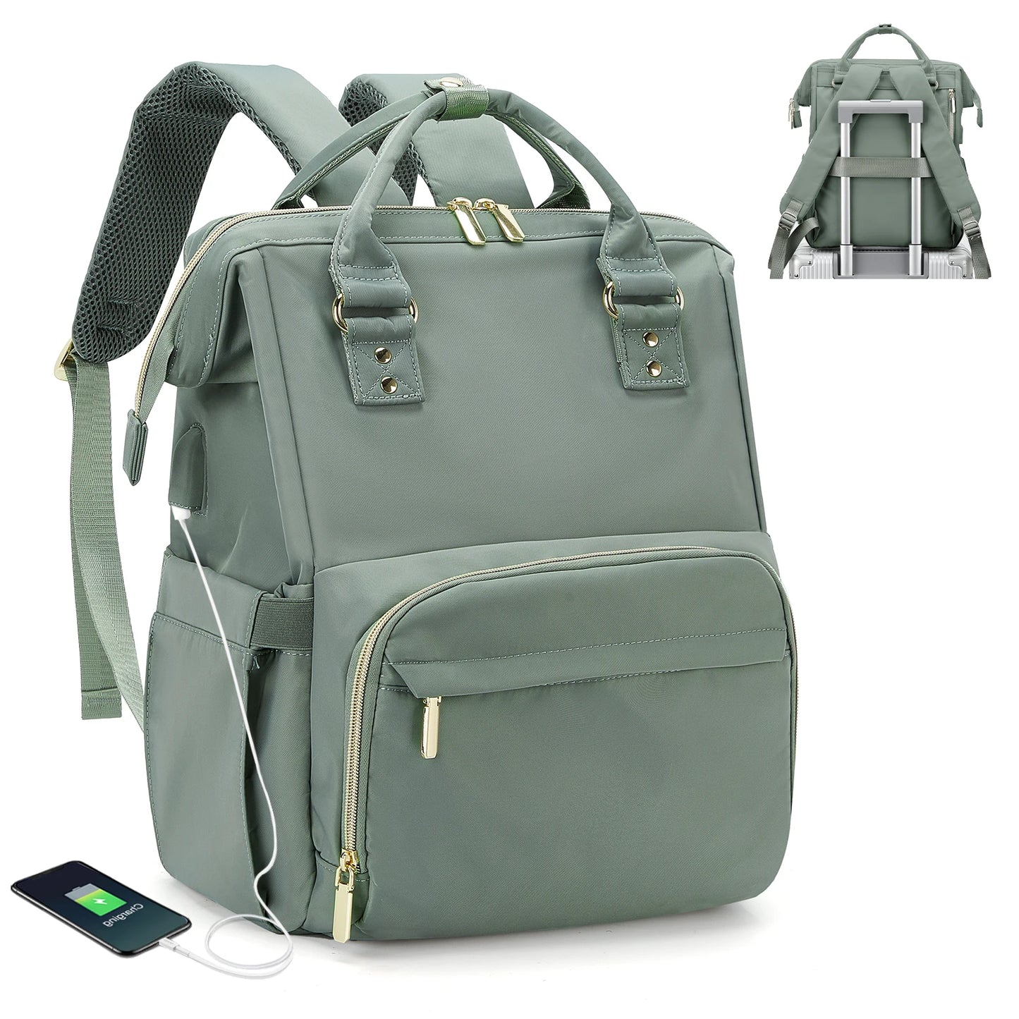 Water Resistant Laptop Backpack for Women - Stylish Business Travel Bag with USB Port