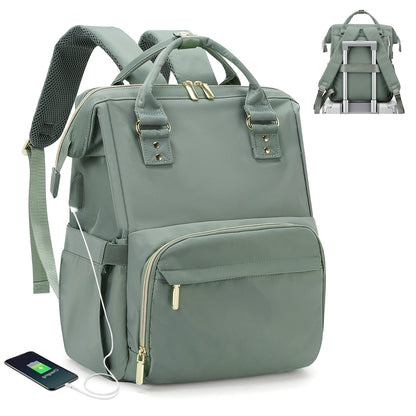 Water Resistant Laptop Backpack for Women - Stylish Business Travel Bag with USB Port