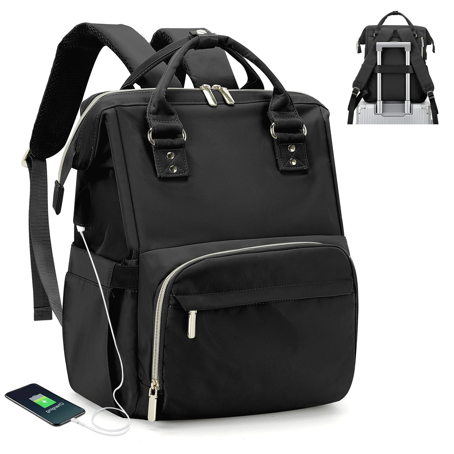 Water Resistant Laptop Backpack for Women - Stylish Business Travel Bag with USB Port