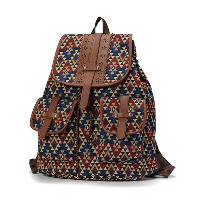 Floral Printing Canvas Backpack - Large School Bag for Teenage Girls Weekend Travel