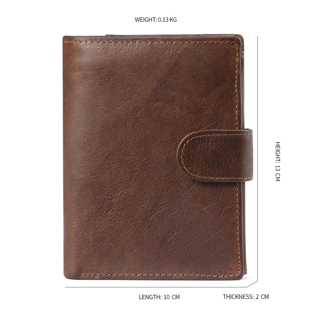 Crazy Horse Leather RFID Wallet - Business Card Holder with Coin Purse
