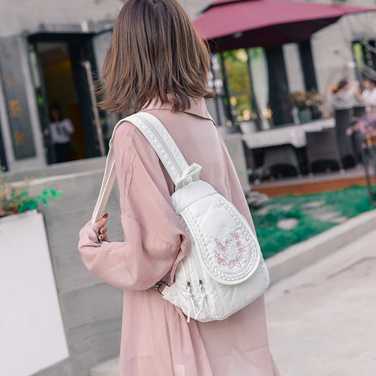 Soft Washed Leather Small Backpack - Cute School & Travel Bag for Women & Girls