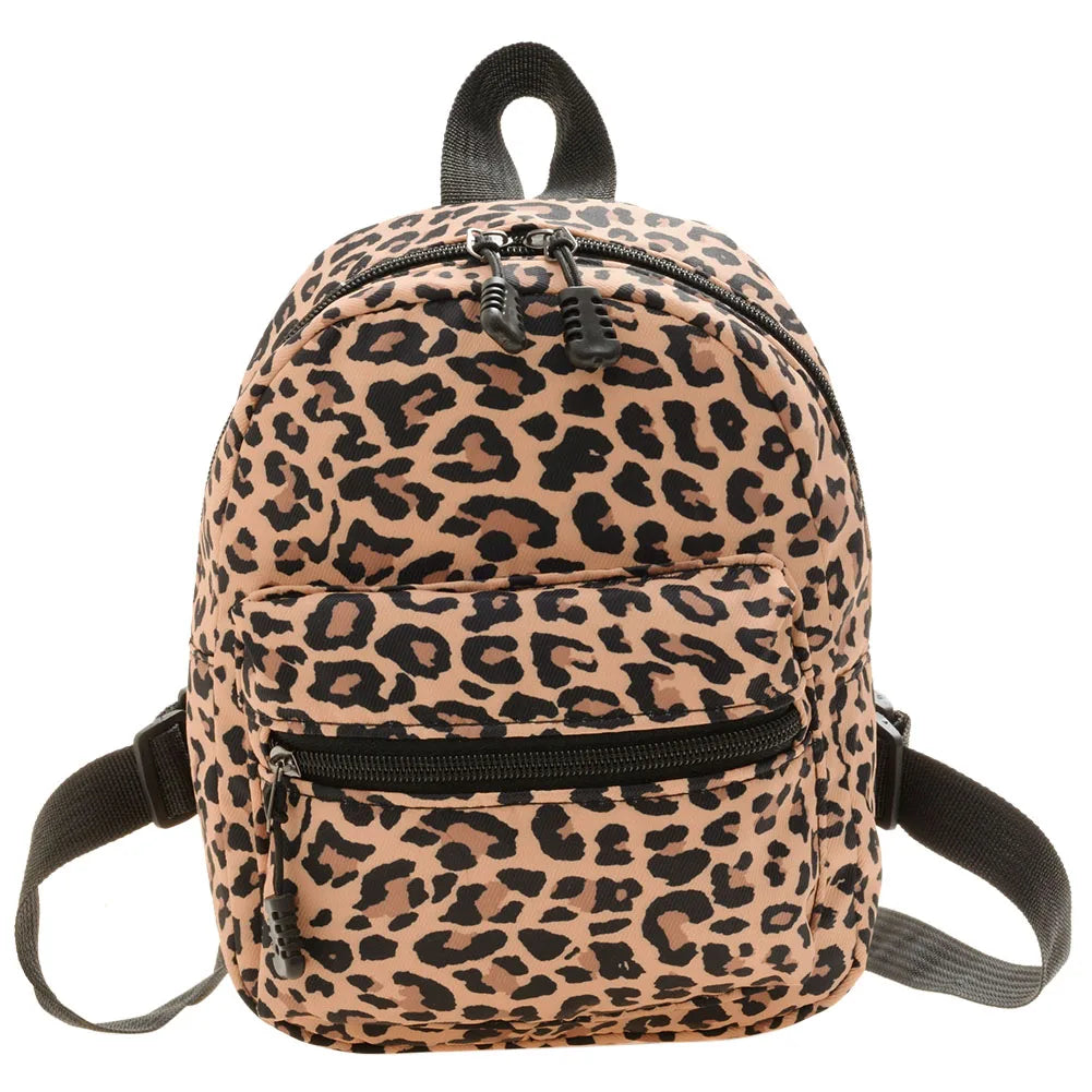 Women Zebra Leopard Cow Print Backpack - Nylon Shoulder Bag Mini Rucksack for Students