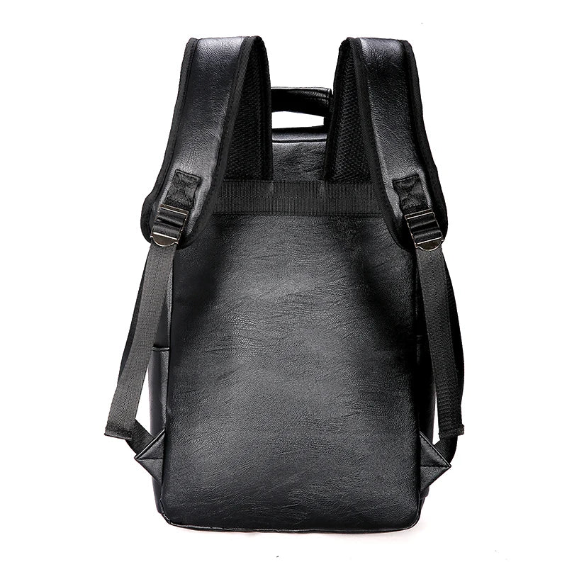 PU Leather Laptop Backpack for Men - Large Casual School Bag for Teenagers