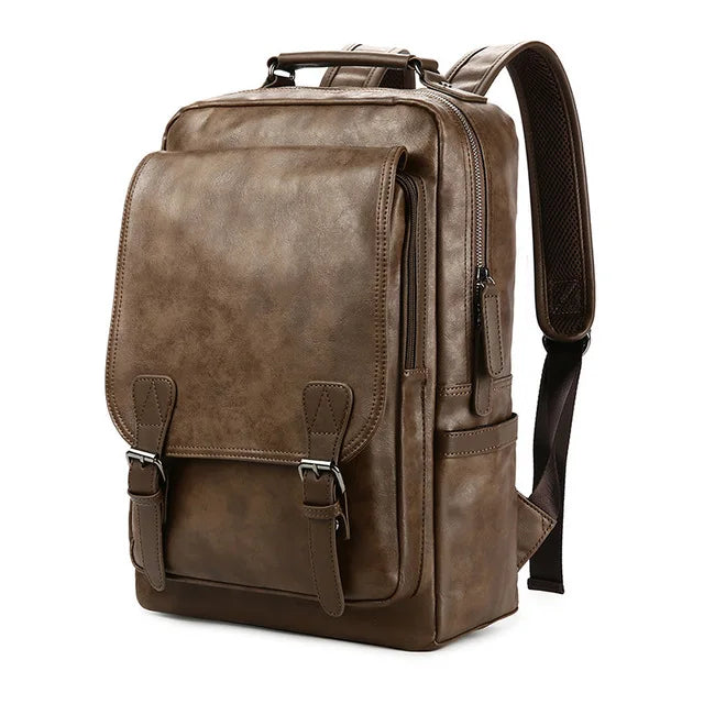 Luxury Waterproof Leather Laptop Backpack - School and Travel Bag for Students