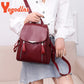 Yogodlns Luxury Backpack For Women - Soft PU Leather Travel School Bag with Double Zipper