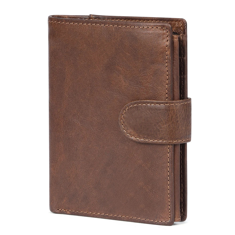 Crazy Horse Leather RFID Wallet - Business Card Holder with Coin Purse