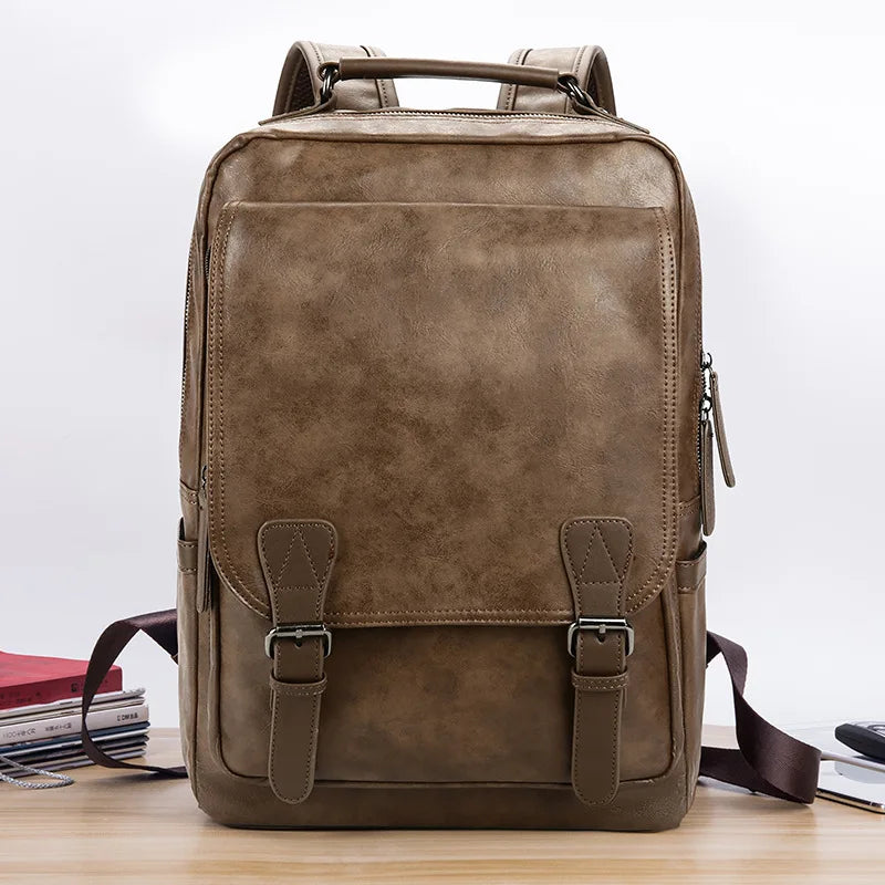 Luxury Waterproof Leather Laptop Backpack - School and Travel Bag for Students