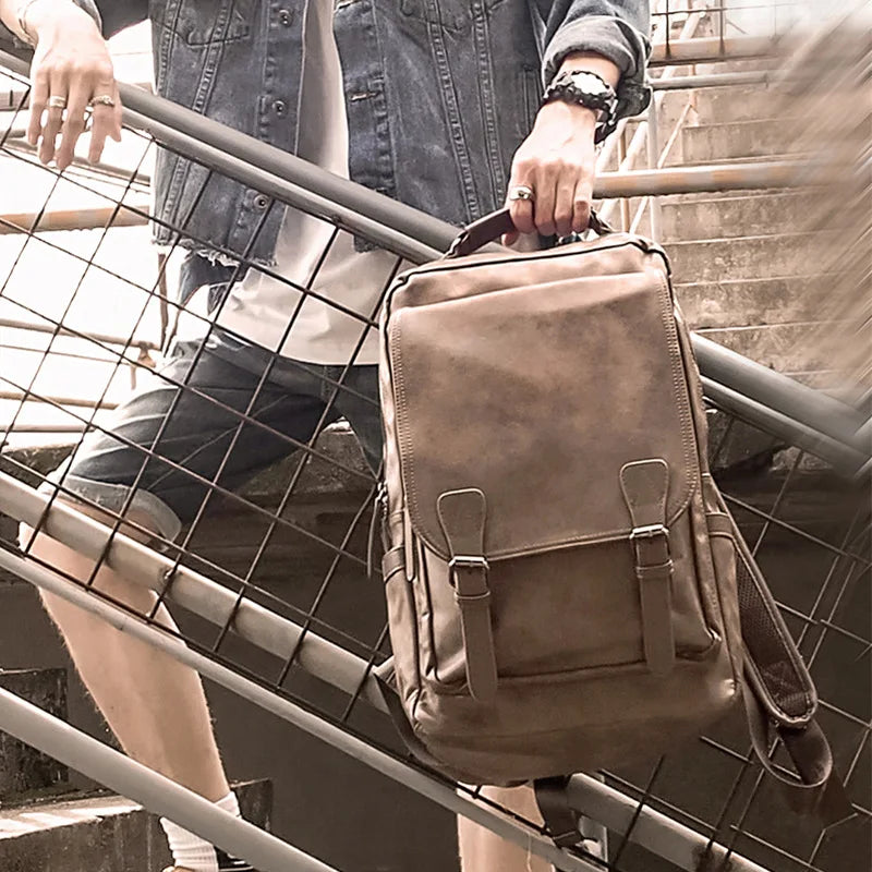 Luxury Waterproof Leather Laptop Backpack - School and Travel Bag for Students