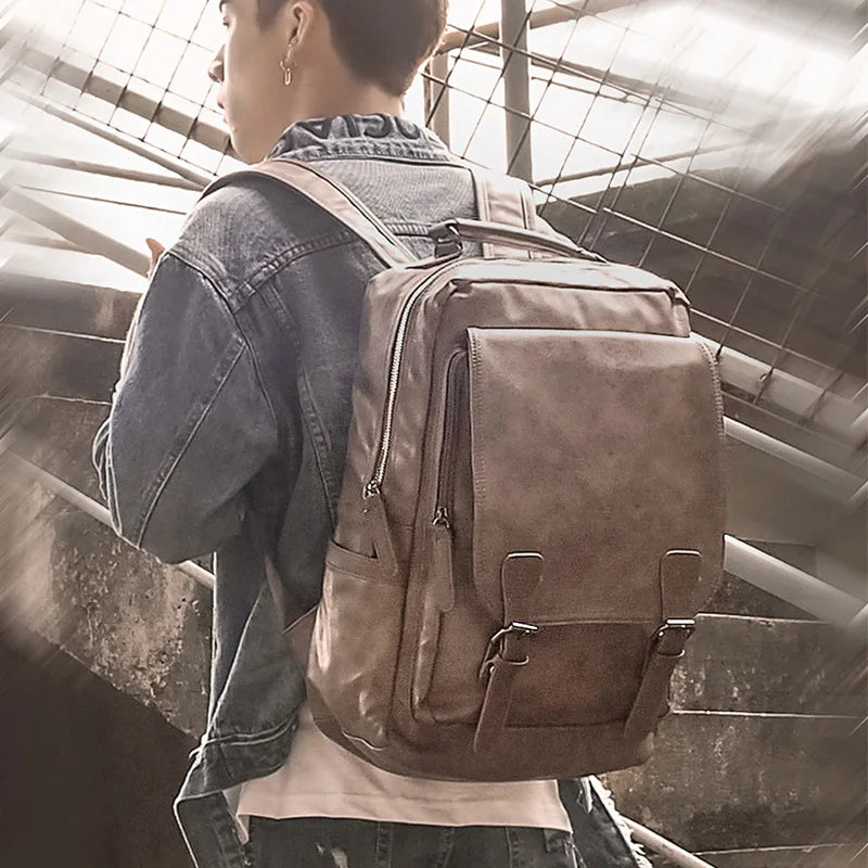 Luxury Waterproof Leather Laptop Backpack - School and Travel Bag for Students
