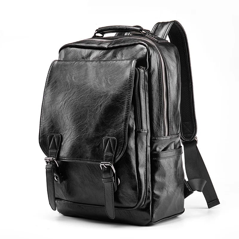 Luxury Waterproof Leather Laptop Backpack - School and Travel Bag for Students