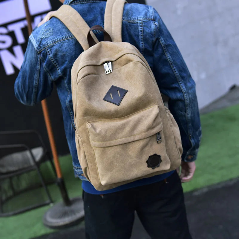 Canvas Laptop Backpack - Large Vintage School & Travel Rucksack for Men & Boys