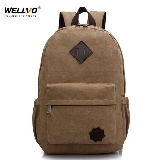 Canvas Laptop Backpack - Large Vintage School & Travel Rucksack for Men & Boys