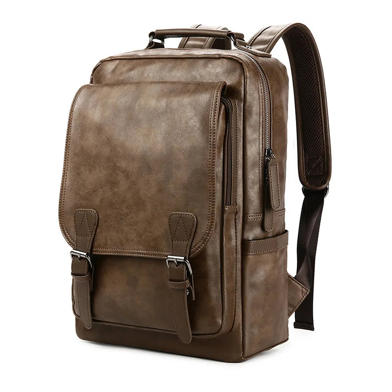 Luxury Waterproof Leather Laptop Backpack - School and Travel Bag for Students