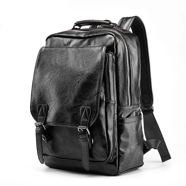 Luxury Waterproof Leather Laptop Backpack - School and Travel Bag for Students