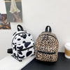 Women Zebra Leopard Cow Print Backpack - Nylon Shoulder Bag Mini Rucksack for Students