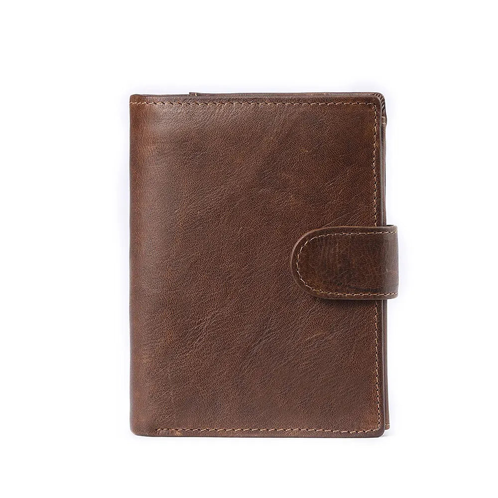 Crazy Horse Leather RFID Wallet - Business Card Holder with Coin Purse