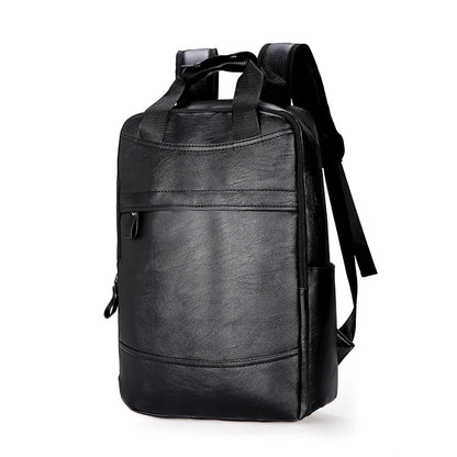 PU Leather Laptop Backpack for Men - Large Casual School Bag for Teenagers