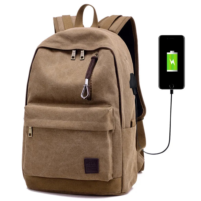 Canvas Laptop Backpack - Large Vintage School & Travel Rucksack for Men & Boys
