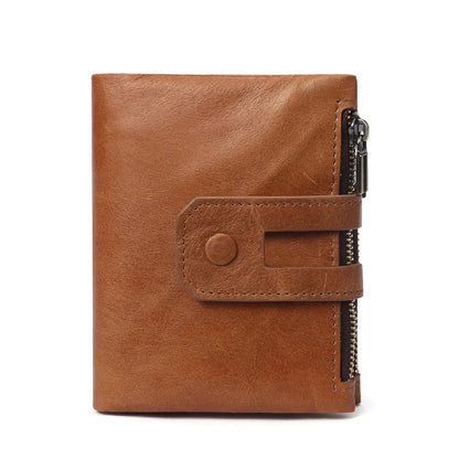 Crazy Horse Leather RFID Wallet - Business Card Holder with Coin Purse