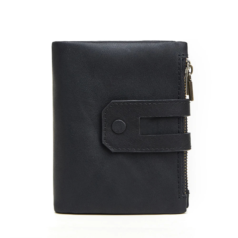 Crazy Horse Leather RFID Wallet - Business Card Holder with Coin Purse