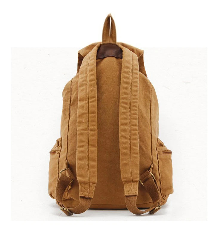 Vintage Military Canvas Backpack with Drawstring Closure