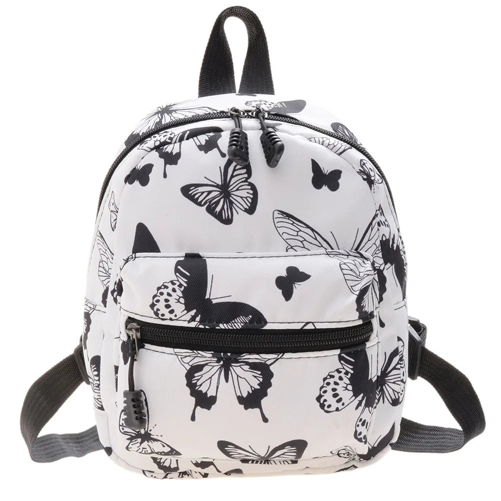 Women Zebra Leopard Cow Print Backpack - Nylon Shoulder Bag Mini Rucksack for Students