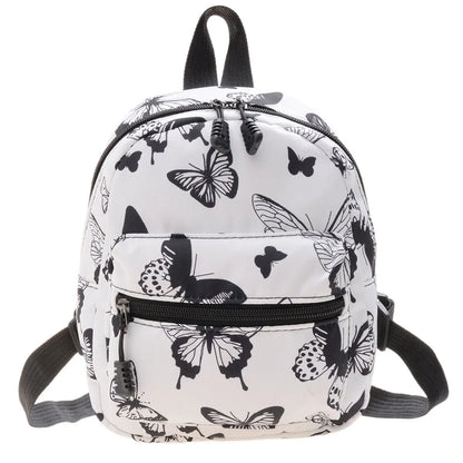 Women Zebra Leopard Cow Print Backpack - Nylon Shoulder Bag Mini Rucksack for Students