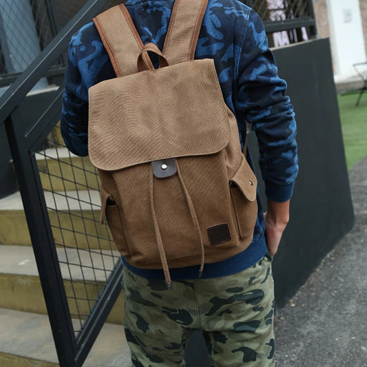 Large Canvas Backpack for Men - School and Travel Rucksack