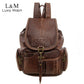 Vintage PU Leather Drawstring Backpack - Large School Bag for Women & Teens