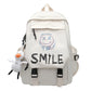 Pocket Front Preppy Style Nylon Backpack - Kawaii Large Capacity School Bag