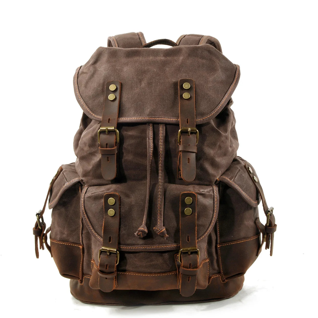 Outdoor Canvas Leather Backpack - Large Capacity Travel and Climbing Bag for Men