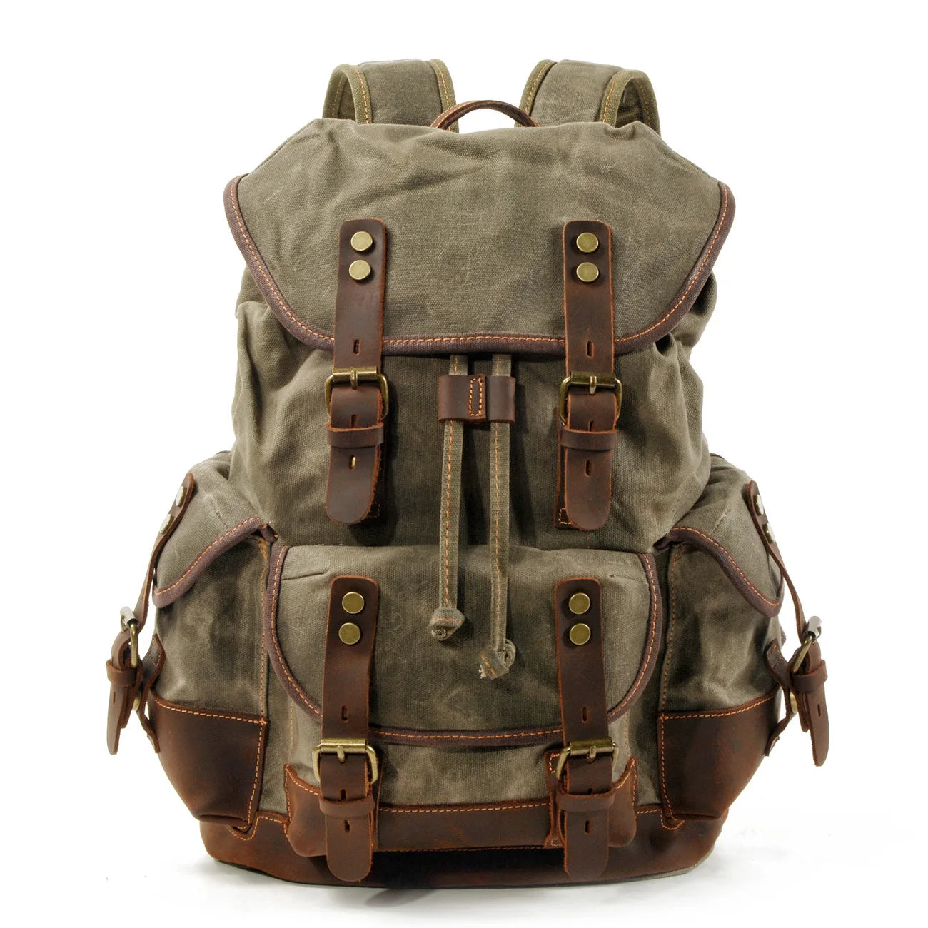 Outdoor Canvas Leather Backpack - Large Capacity Travel and Climbing Bag for Men