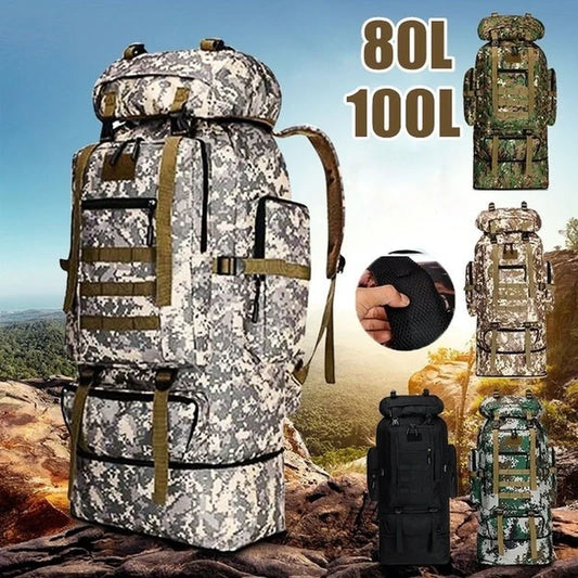 80L/100L Mountaineering Tactical Backpack - Large Climbing Bag for Hiking & Camping