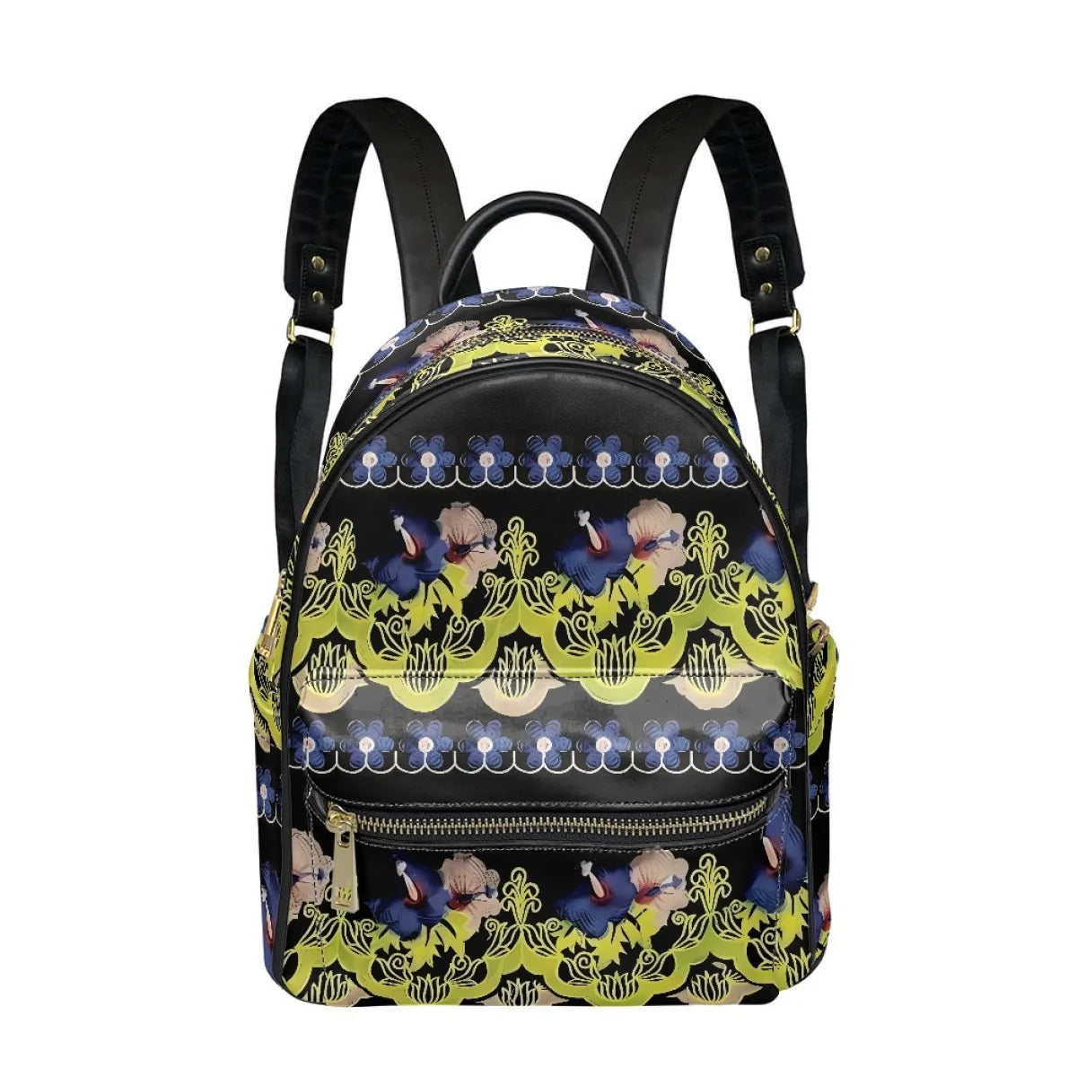Fashion Floral Print PU Leather Backpack - Stylish Bag for Women and Teenage Girls