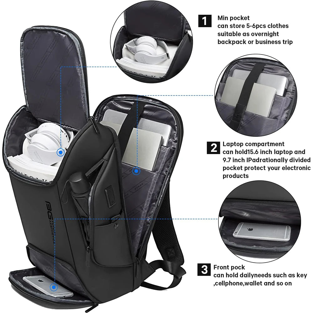 Business USB Charging Smart Backpack - 15.6 Inch Laptop Commute Bag for Men