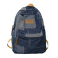 Trendy Cool Patch Denim Backpack - Large Capacity College Laptop Bag