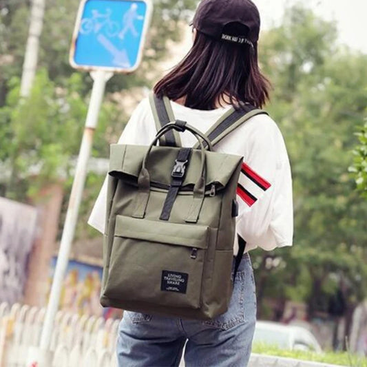 Casual Multi-Color Women Backpack - Large Capacity Oxford Laptop School Bag for Teenage Girls